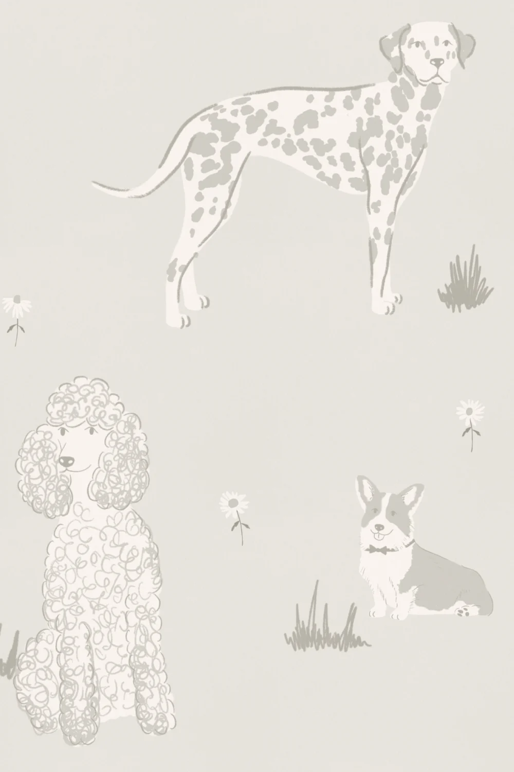 Grey Playful Dogs Animal Mural