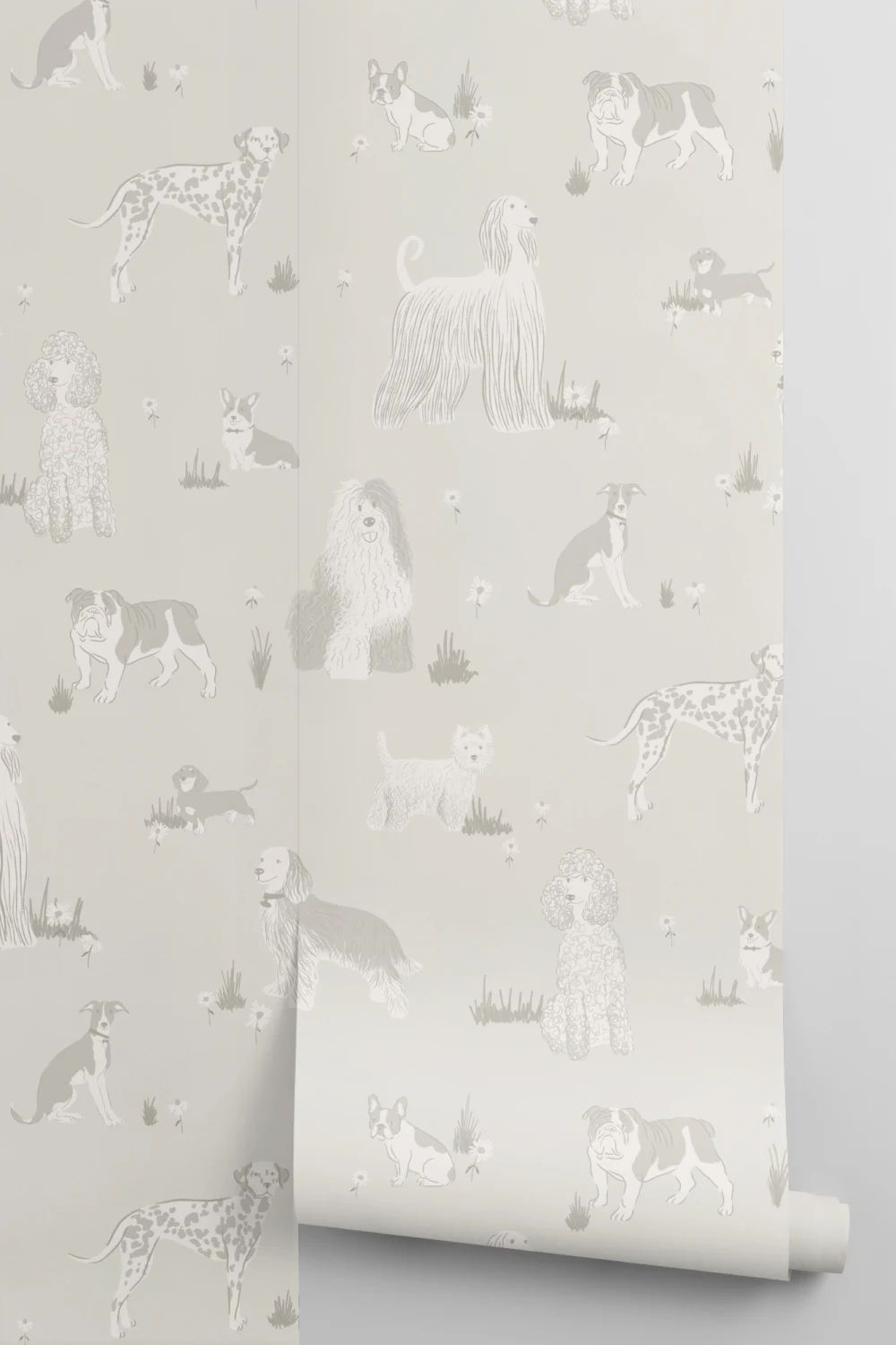 Grey Playful Dogs Animal Mural