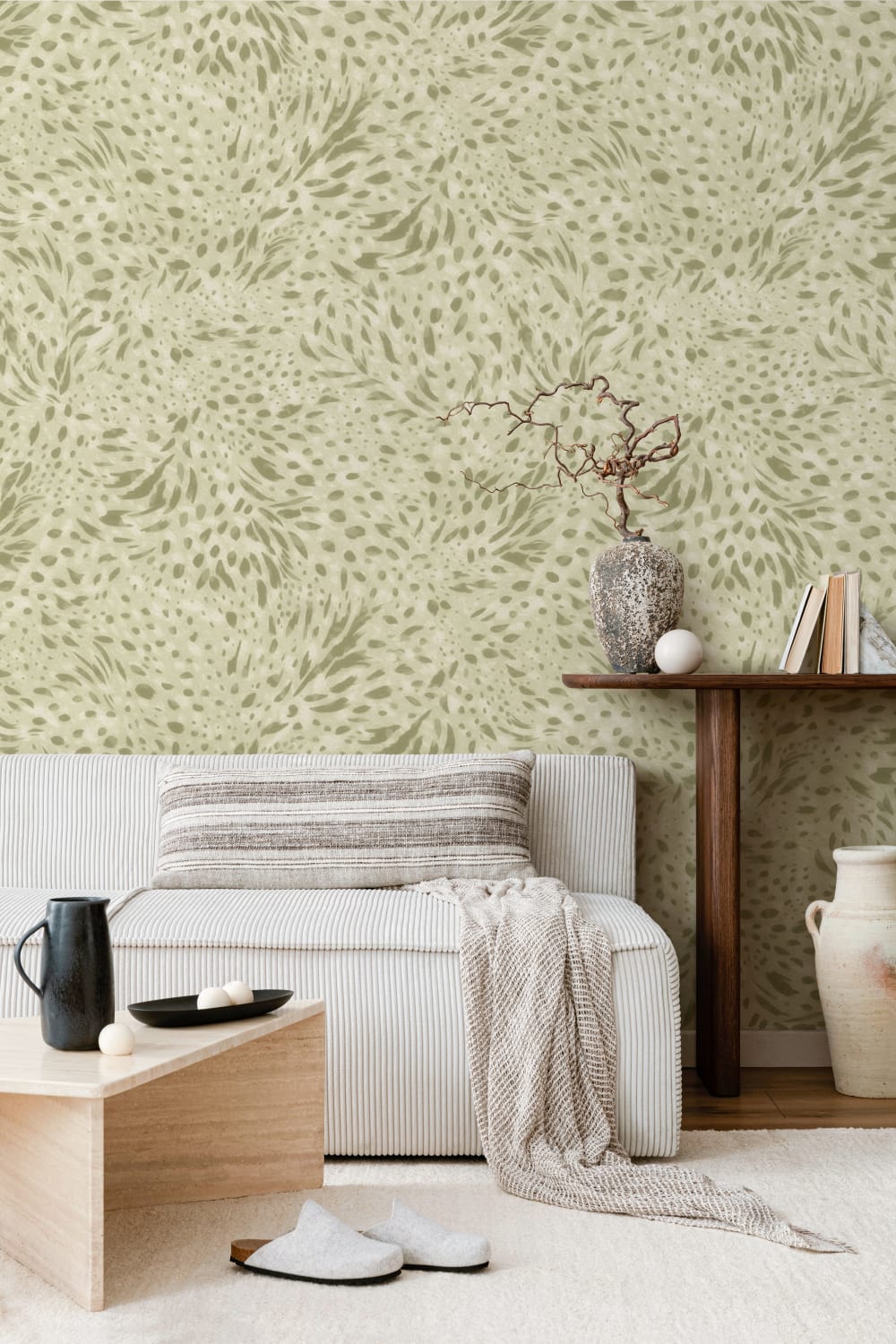 Green Abstract Nature Pattern Mural For Modern Spaces