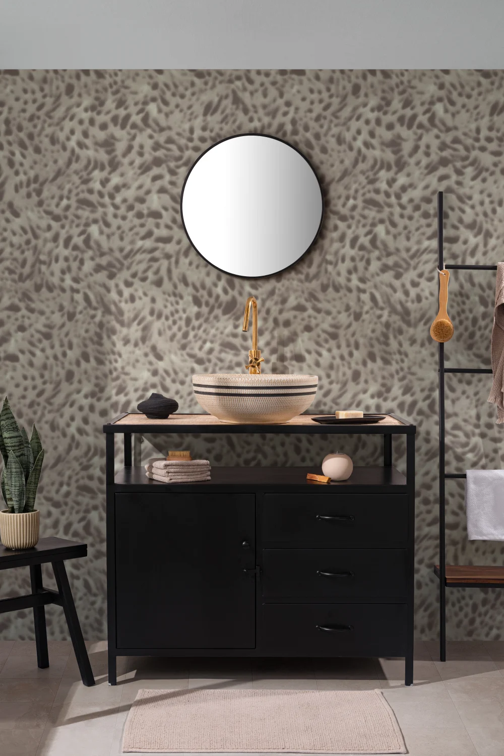 Warm Grey Abstract Pattern Mural for Contemporary Spaces