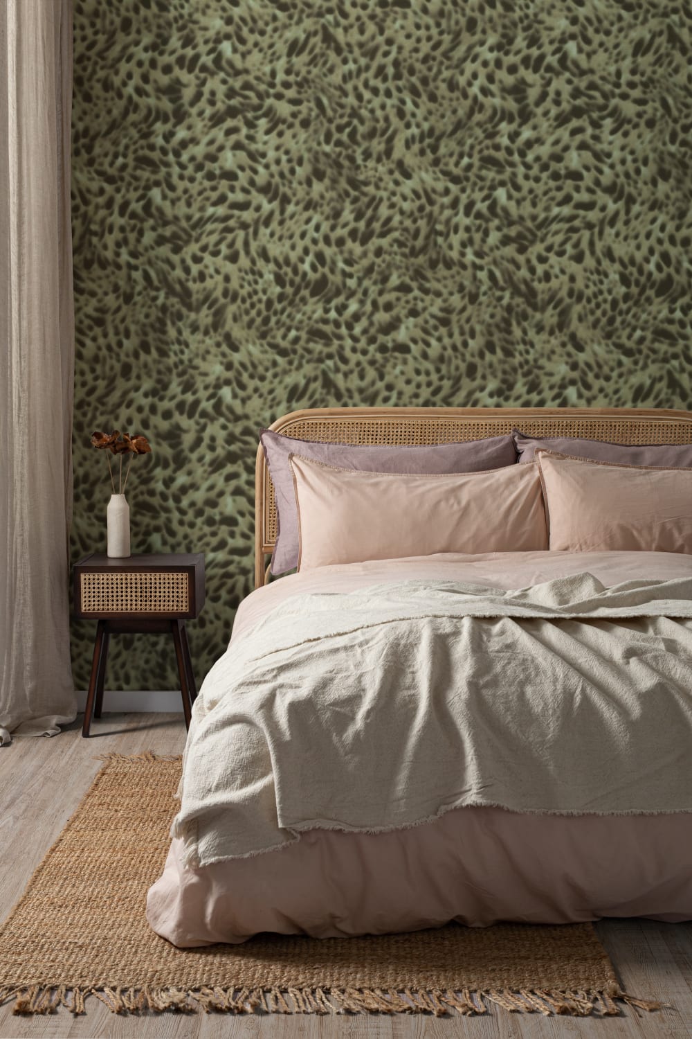 Murale model abstract cu imprimeu animal leopard verde