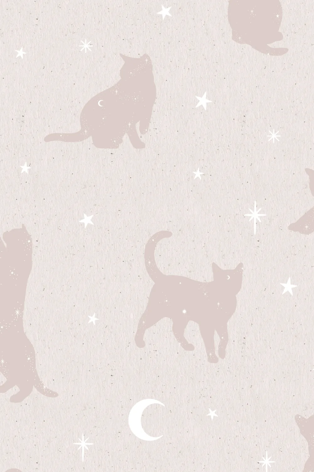 Mural de papel pintado Gato rosa Luna y estrellas
