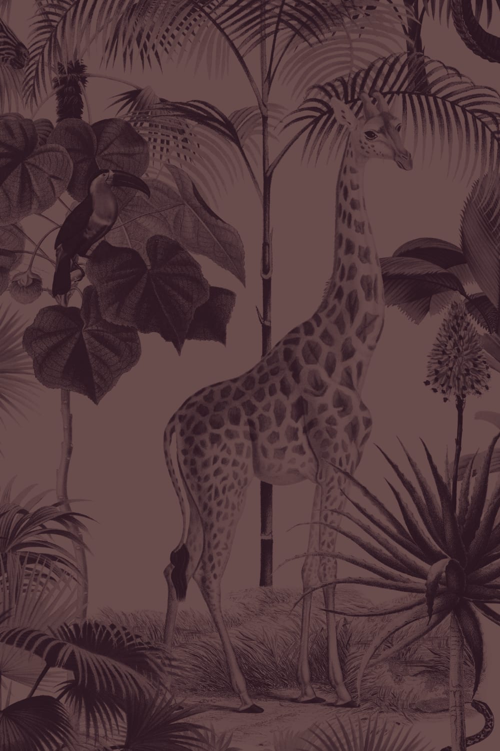 Papel pintado Ciruela Tropical Tonal Animal De La Selva