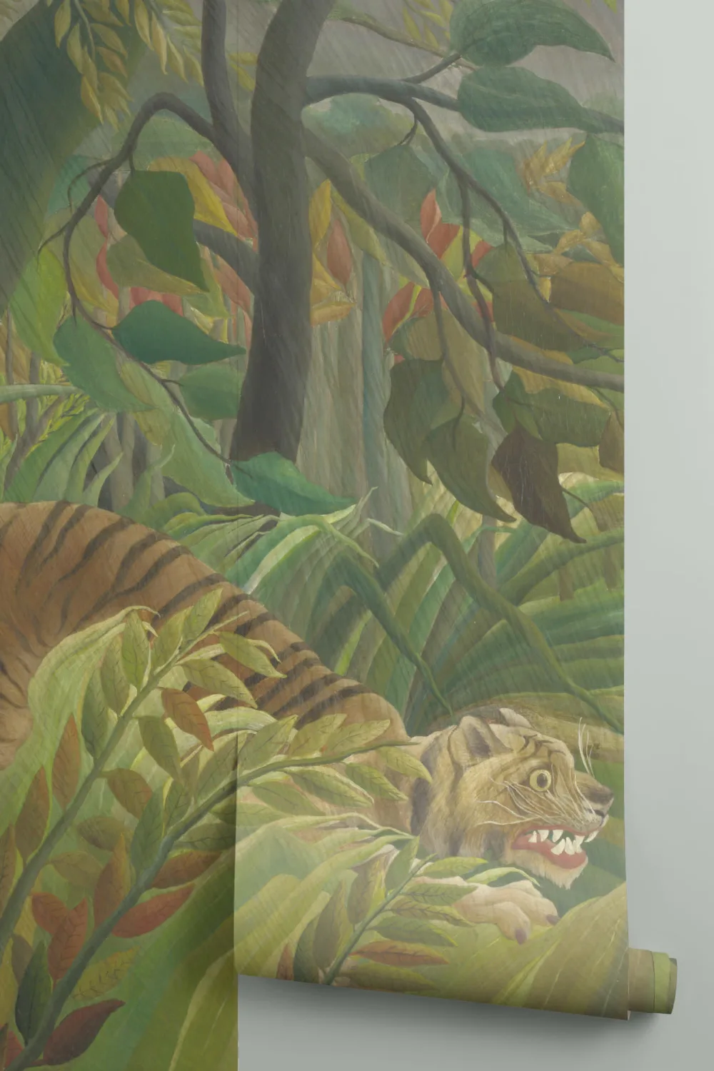 Tijger in een tropische storm van Rousseau Behang Muurschildering