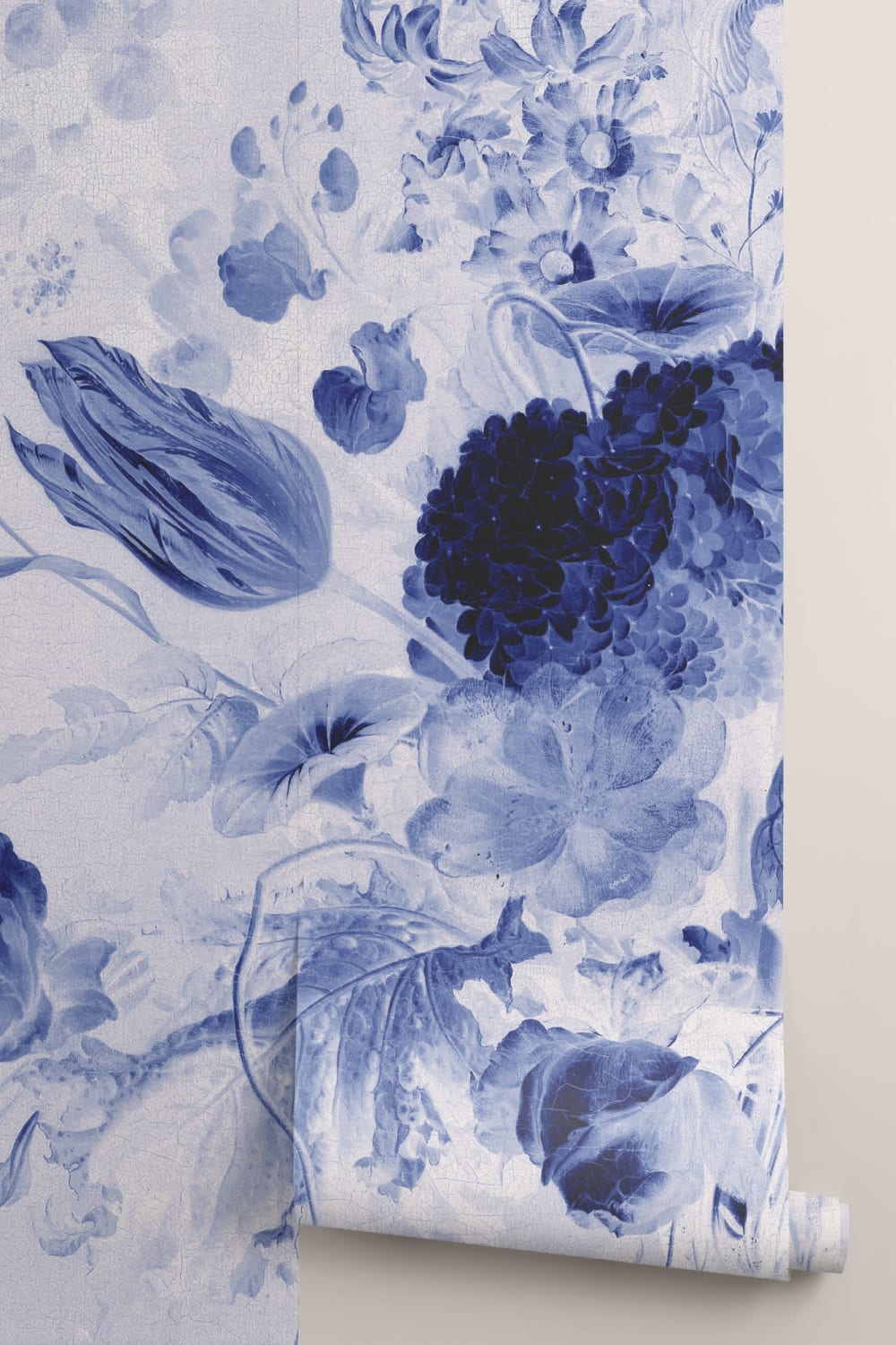 Niebieska kwiatowa tapeta ścienna Delft de Heem