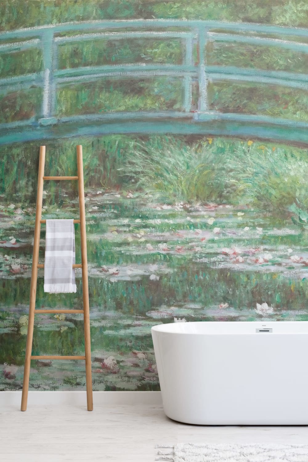 Papier Peint Panoramique Tableau Pont au-dessus d’un Bassin de Nymphéas de Monet