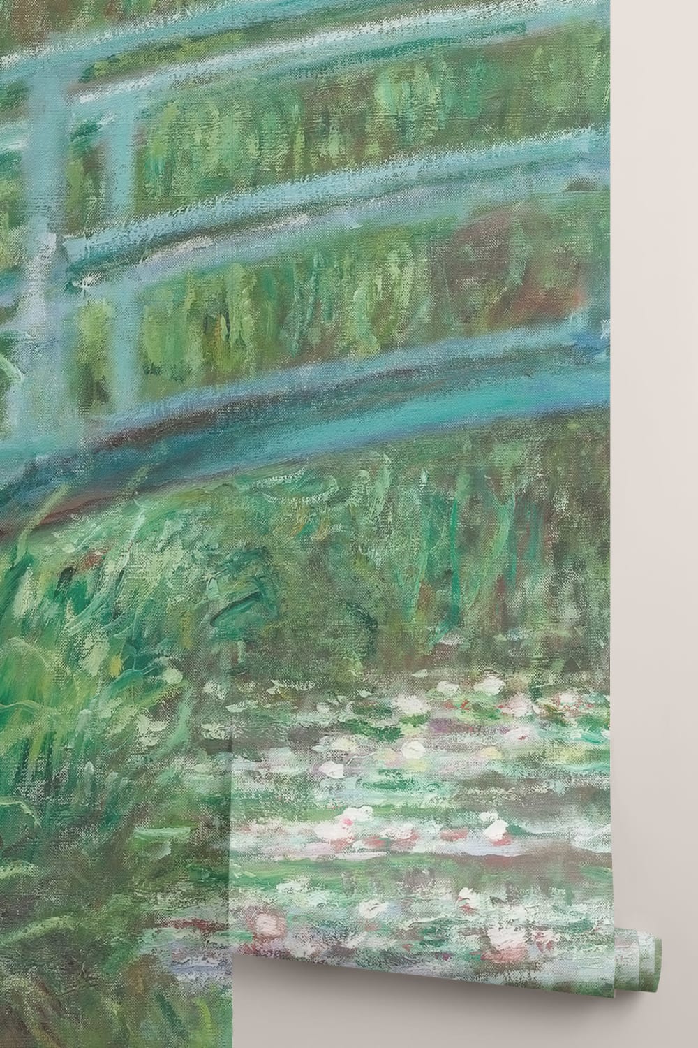 Papier Peint Panoramique Tableau Pont au-dessus d’un Bassin de Nymphéas de Monet