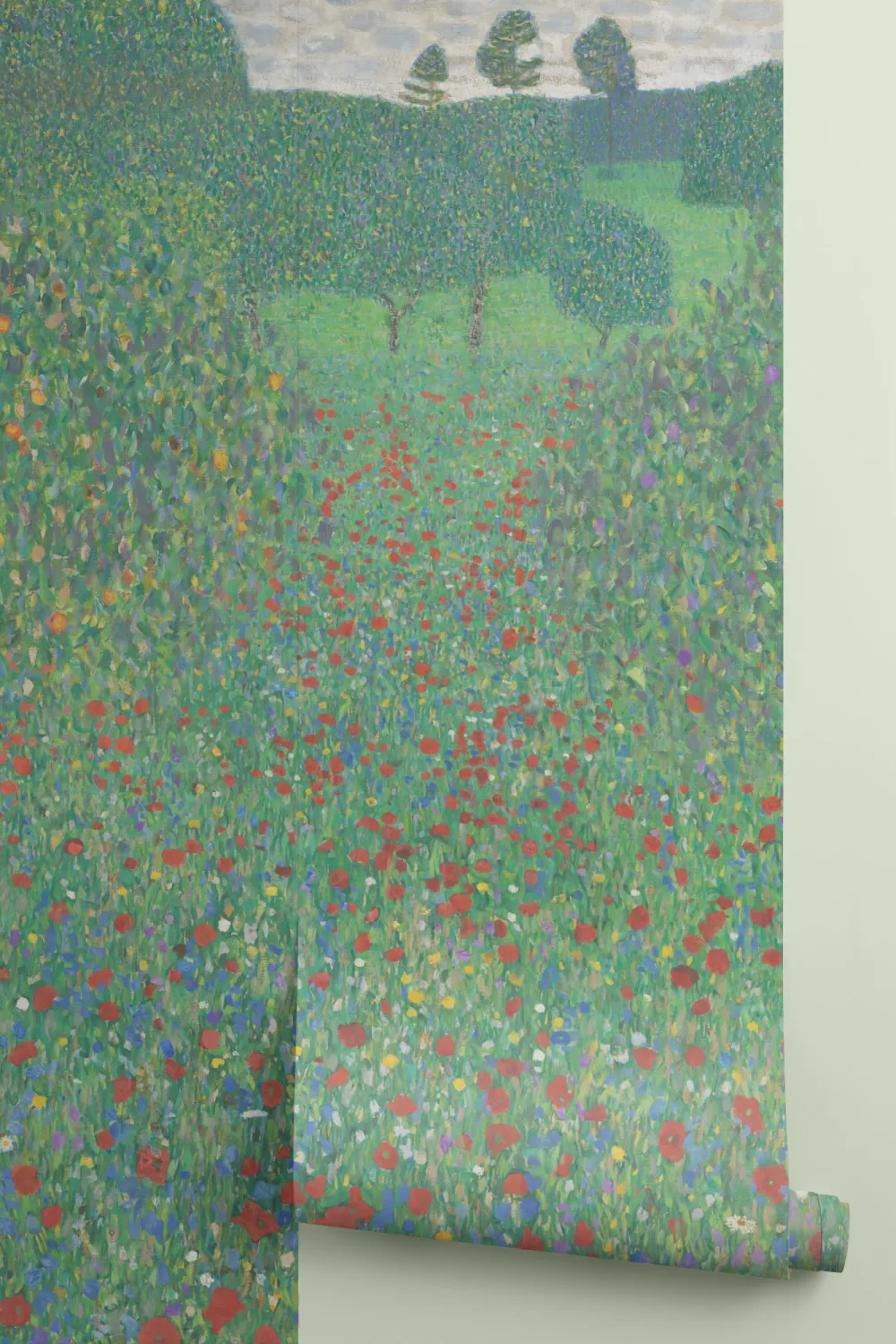 Bloeiende klaprozen van Gustav Klimt Muurschildering