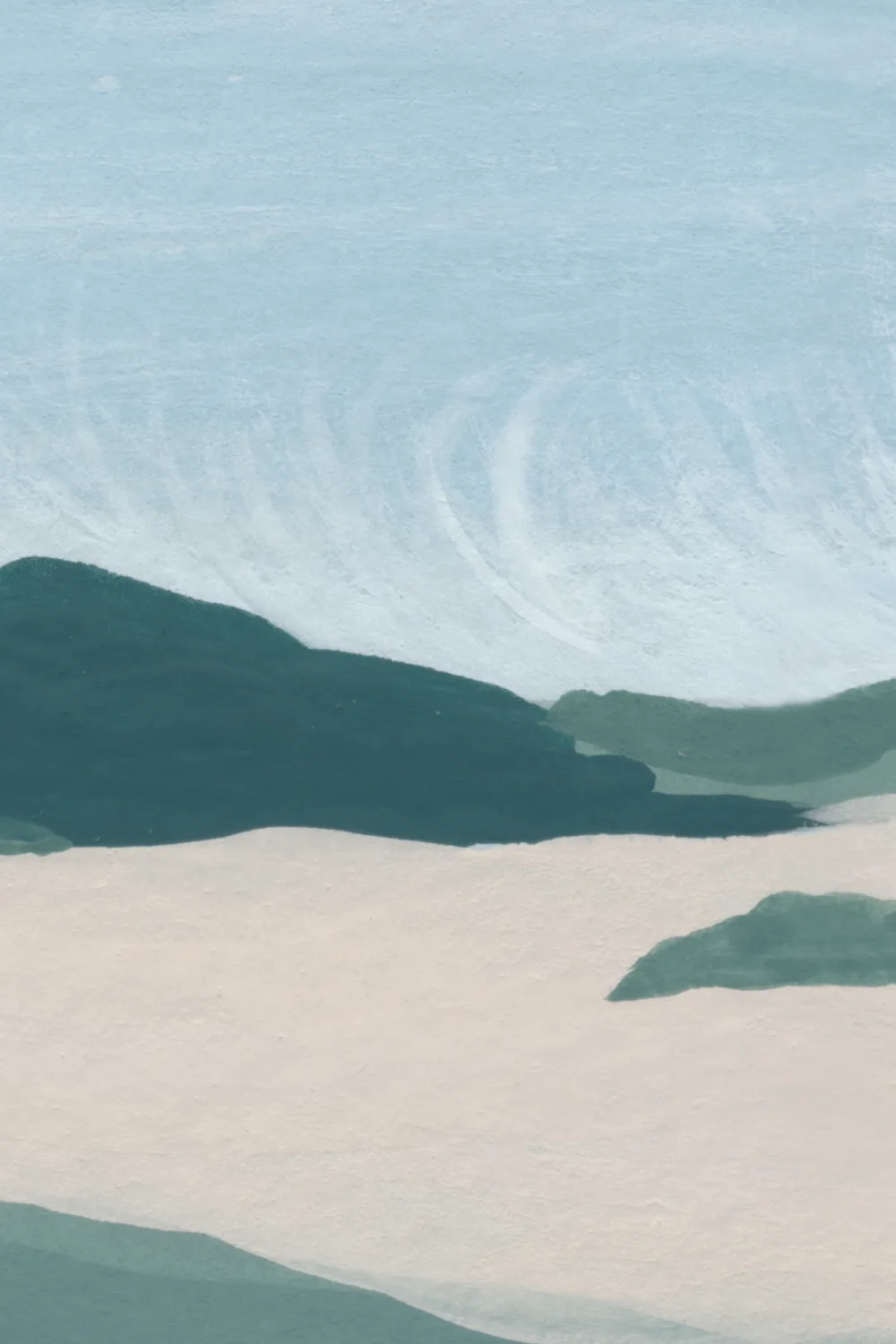 Blue Coastal Landscape Calming Beach Mural