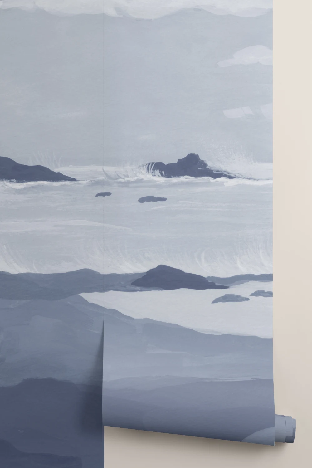 Blauwe Kust Horizon Oceaan Landschap Muurschildering