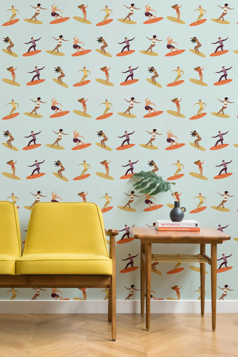 Retro Surfer Repeat Pattern Wallpaper