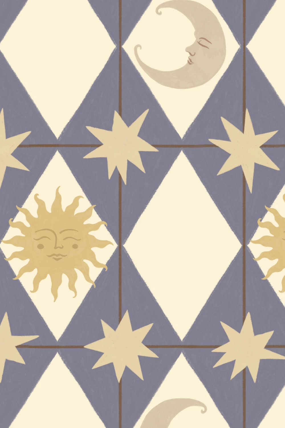 Blue Celestial Pattern Geometric Dreamer Bedroom Mural