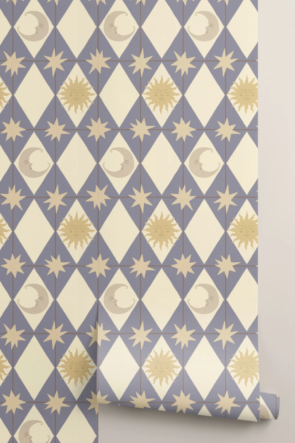 Blue Celestial Pattern Geometric Dreamer Bedroom Mural