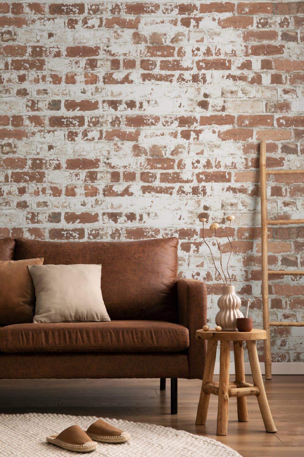 Painted White Brick Wallpaper Mural