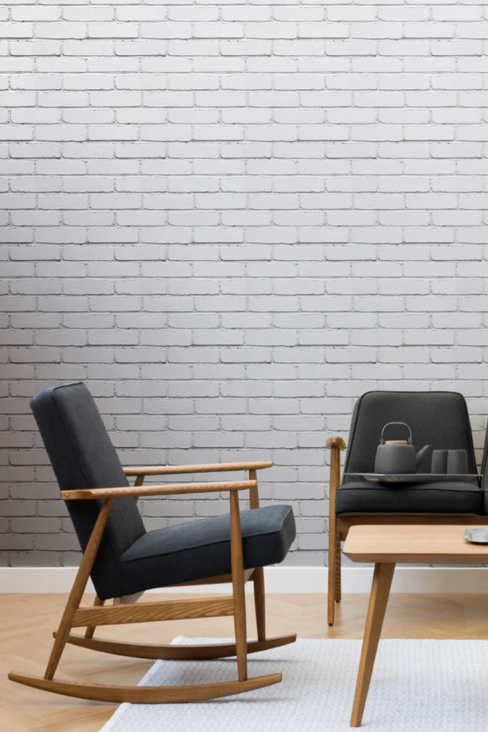 White Painted Brick Pattern Wallpaper Mural