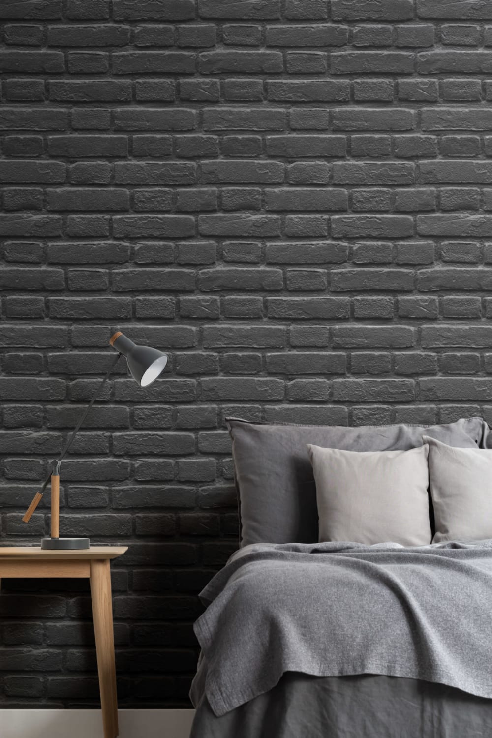 Black Painted Brick Effect Pattern Wallpaper Mural