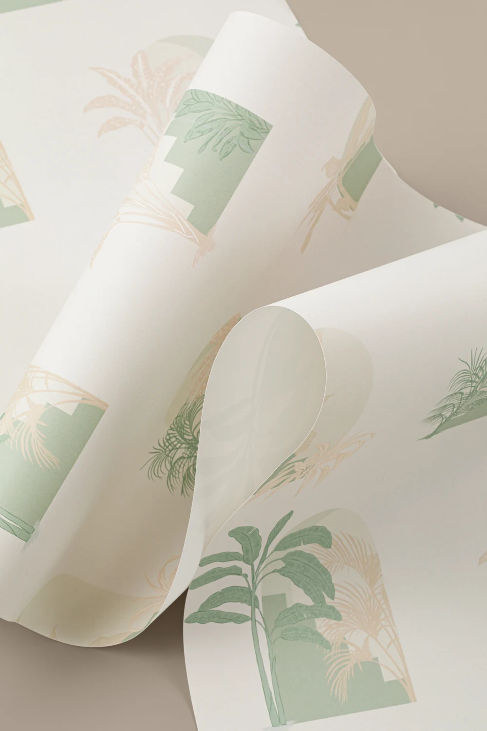 Green Biophilic Architecture Repeat Pattern Wallpaper