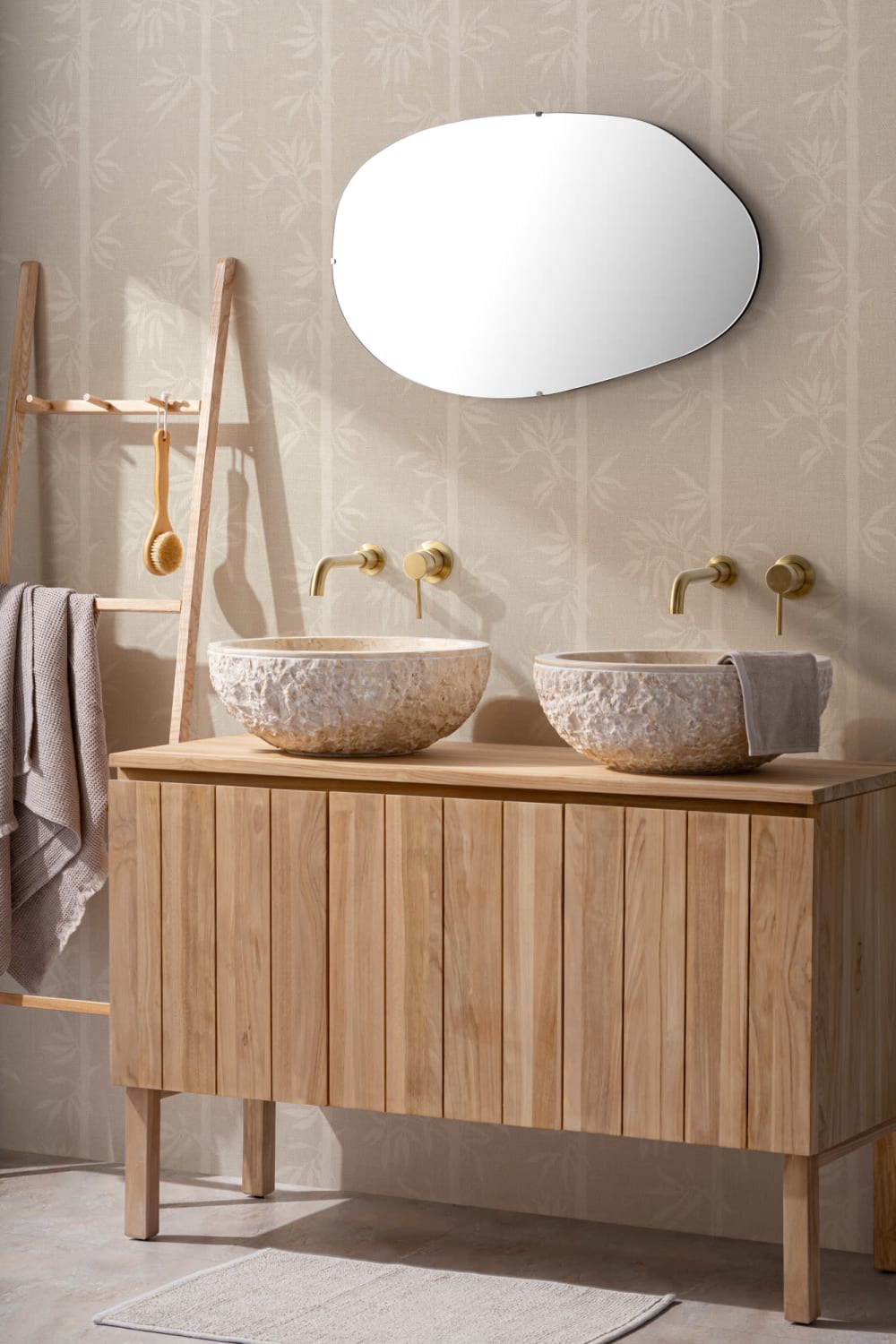 Neutral Watercolor Bamboo Wallpaper