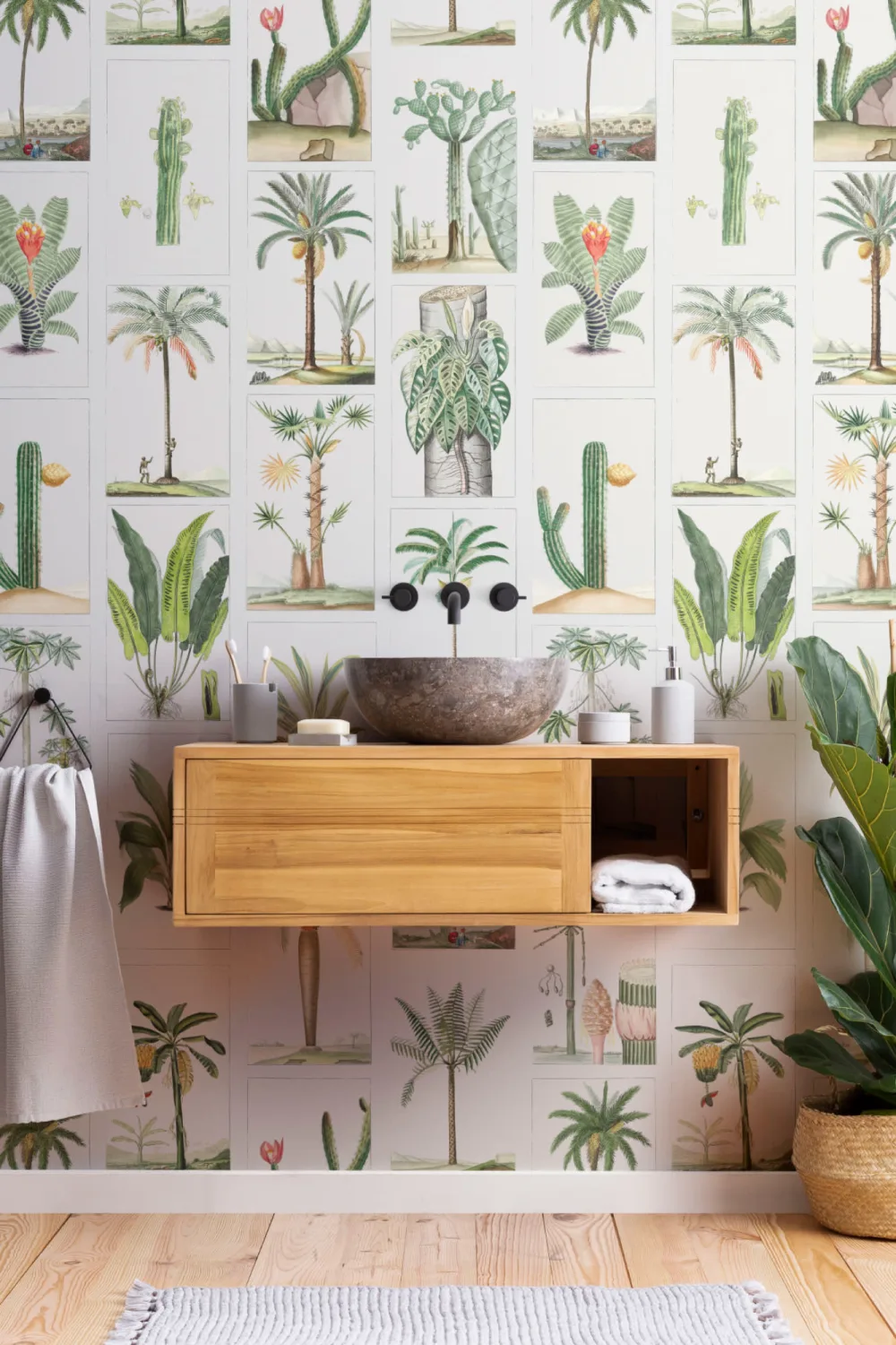Botaniske planter Flisemønster Fototapet