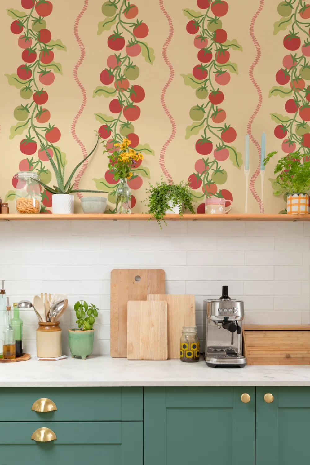Yellow Vine Tomato Botanical Striped Mural