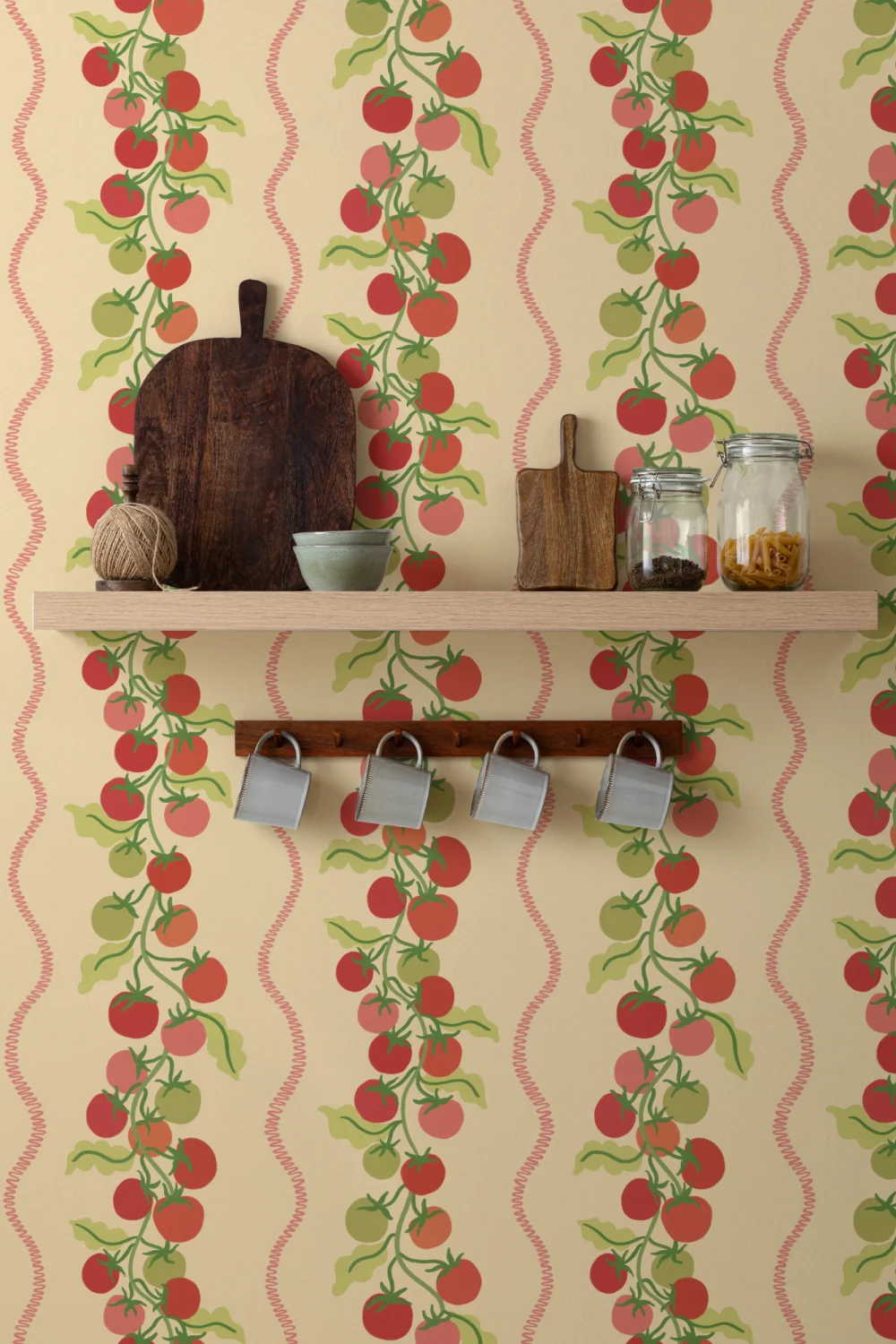 Yellow Vine Tomato Botanical Striped Mural