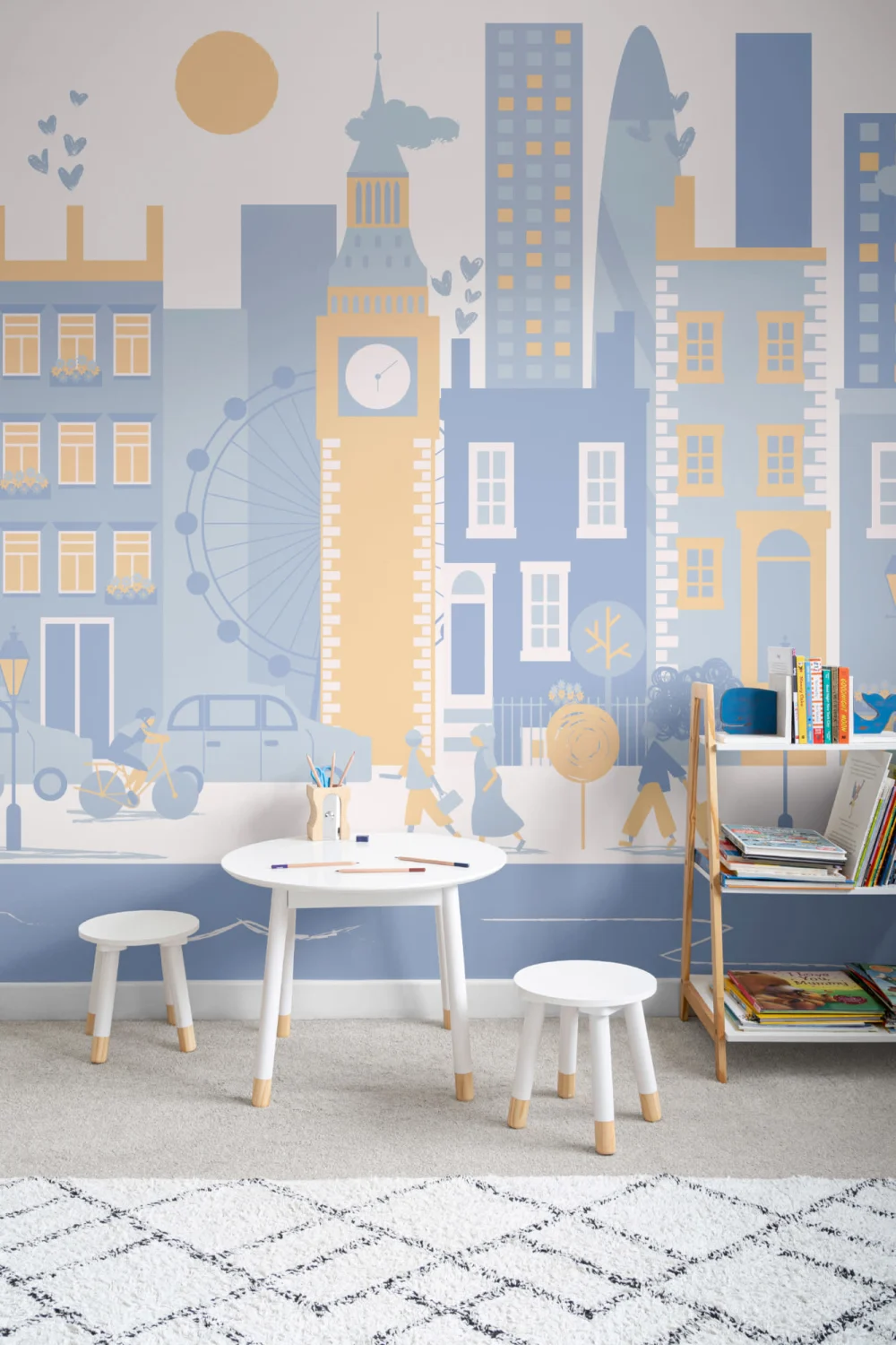 Blue London City Living Wallpaper Mural