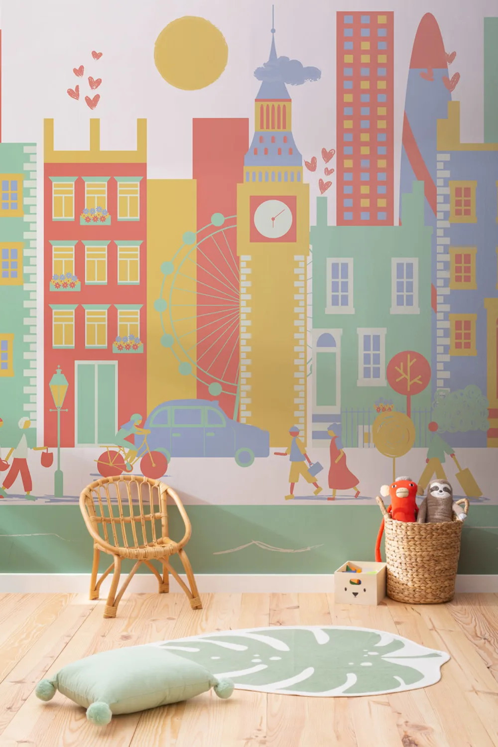 Carta da Parati Città di Londra Illustrata Multicolor