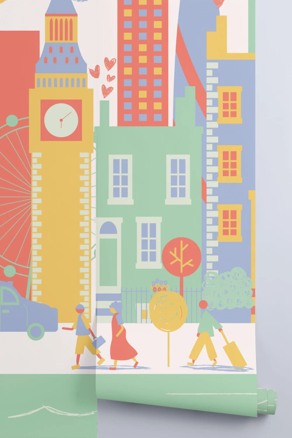 Carta da Parati Città di Londra Illustrata Multicolor