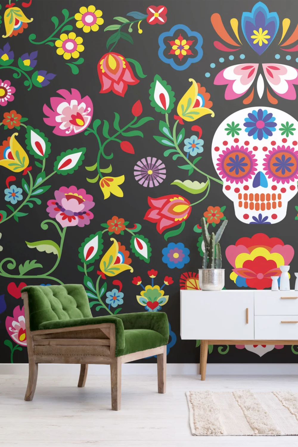 Meksikansk Sugar Skull Floral Fototapet