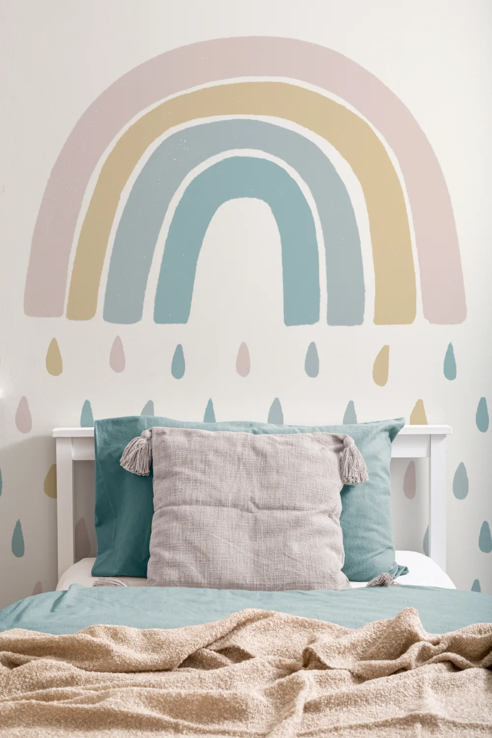 Rainbow Raindrops Mural Wallpaper
