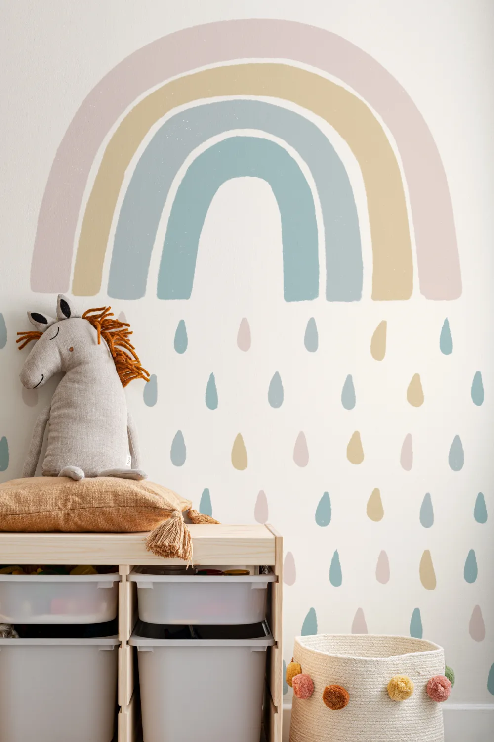 Rainbow Raindrops Mural Wallpaper