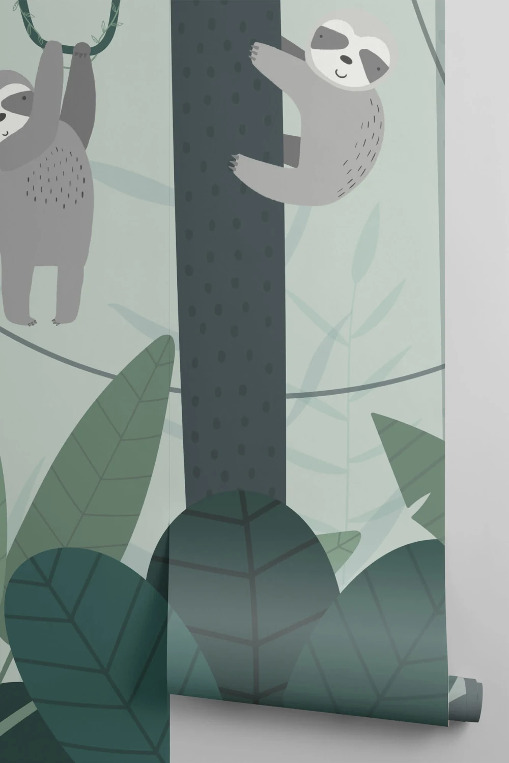 Cute Illustrated Sloth Wallpaper Mural