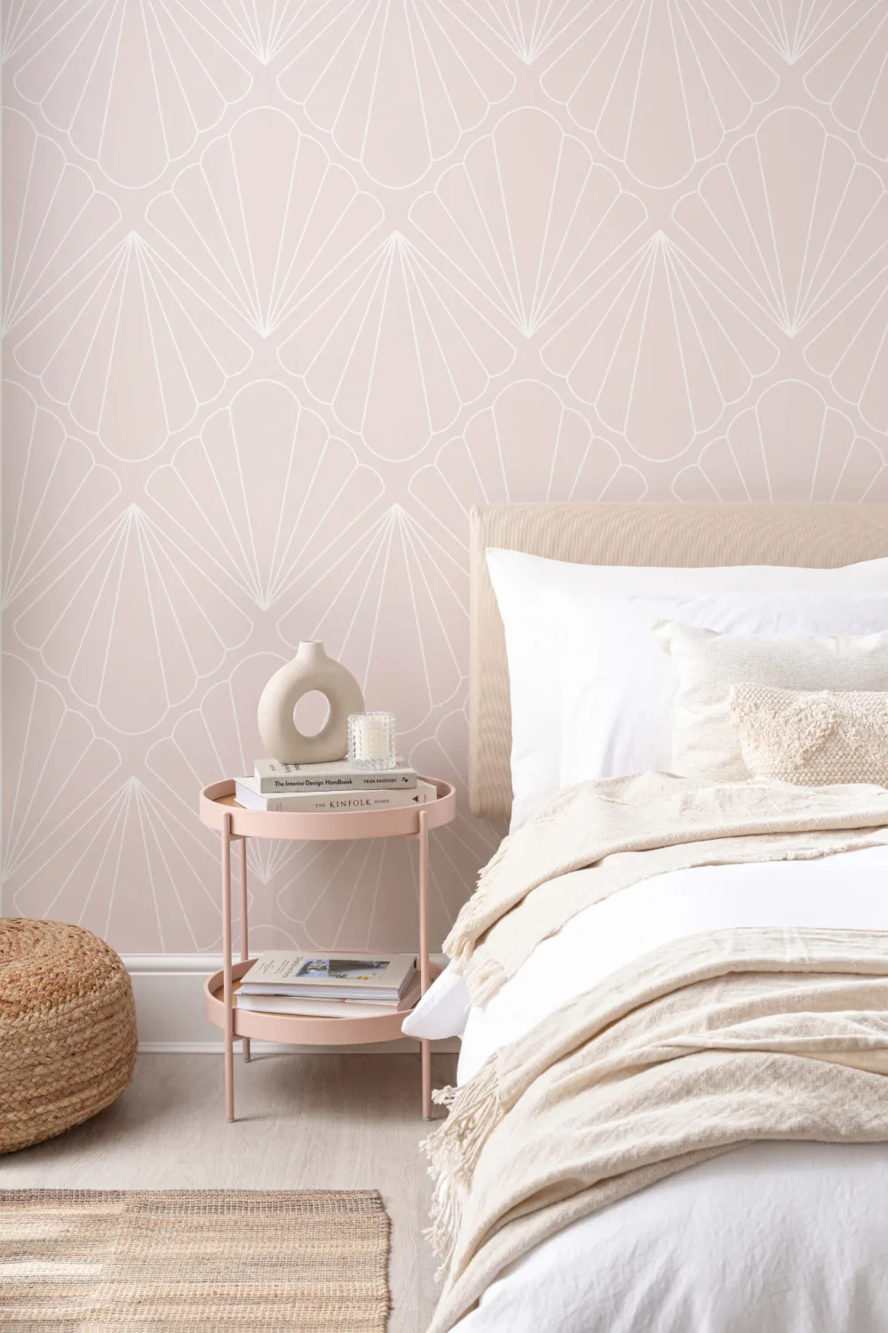 Pink Seashell Mermaid Theme Repeat Pattern Wallpaper