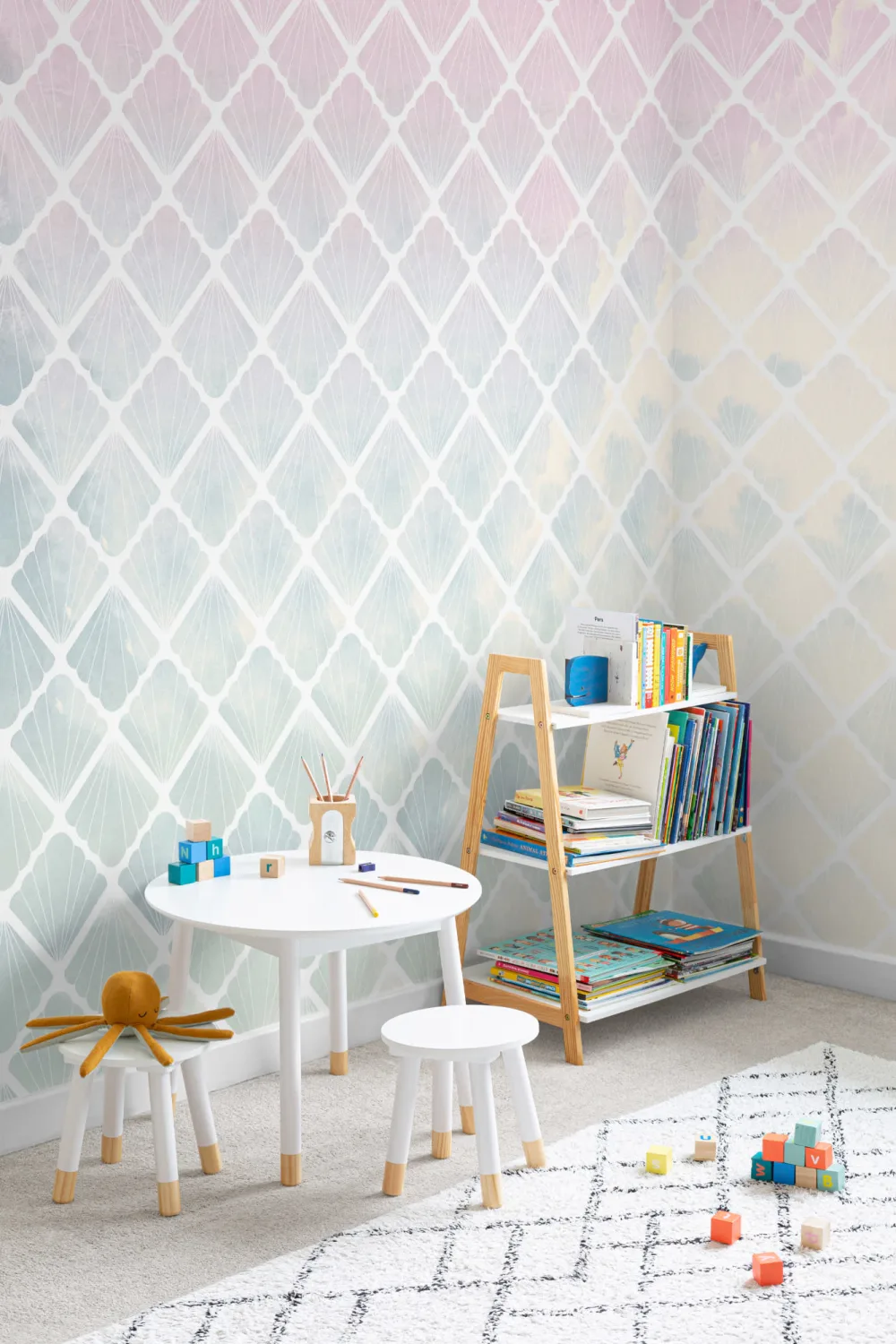 Ombre Mermaid Scale Seashell Wallpaper Mural