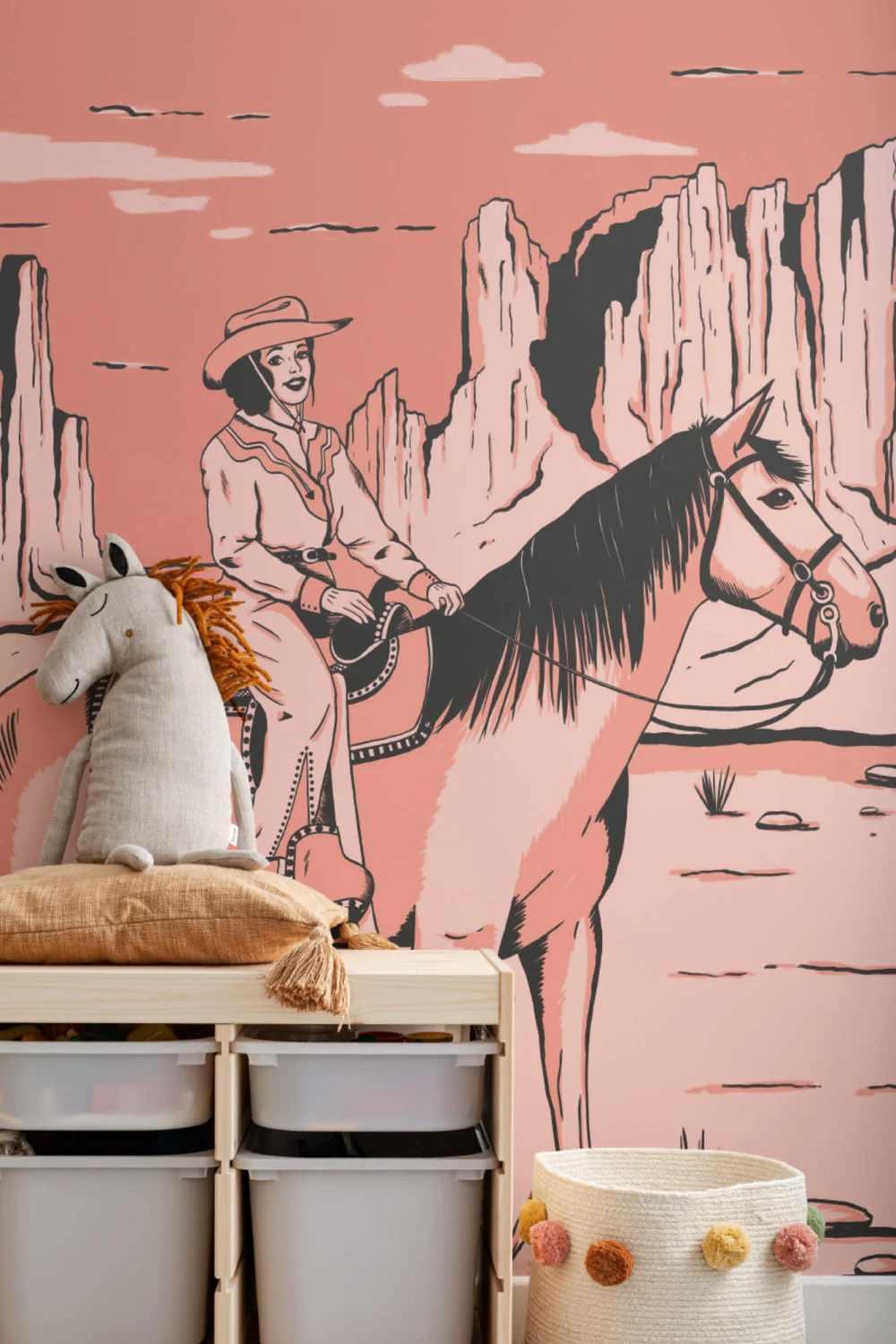 Wild West Cowgirl Horse Wallpaper Mural
