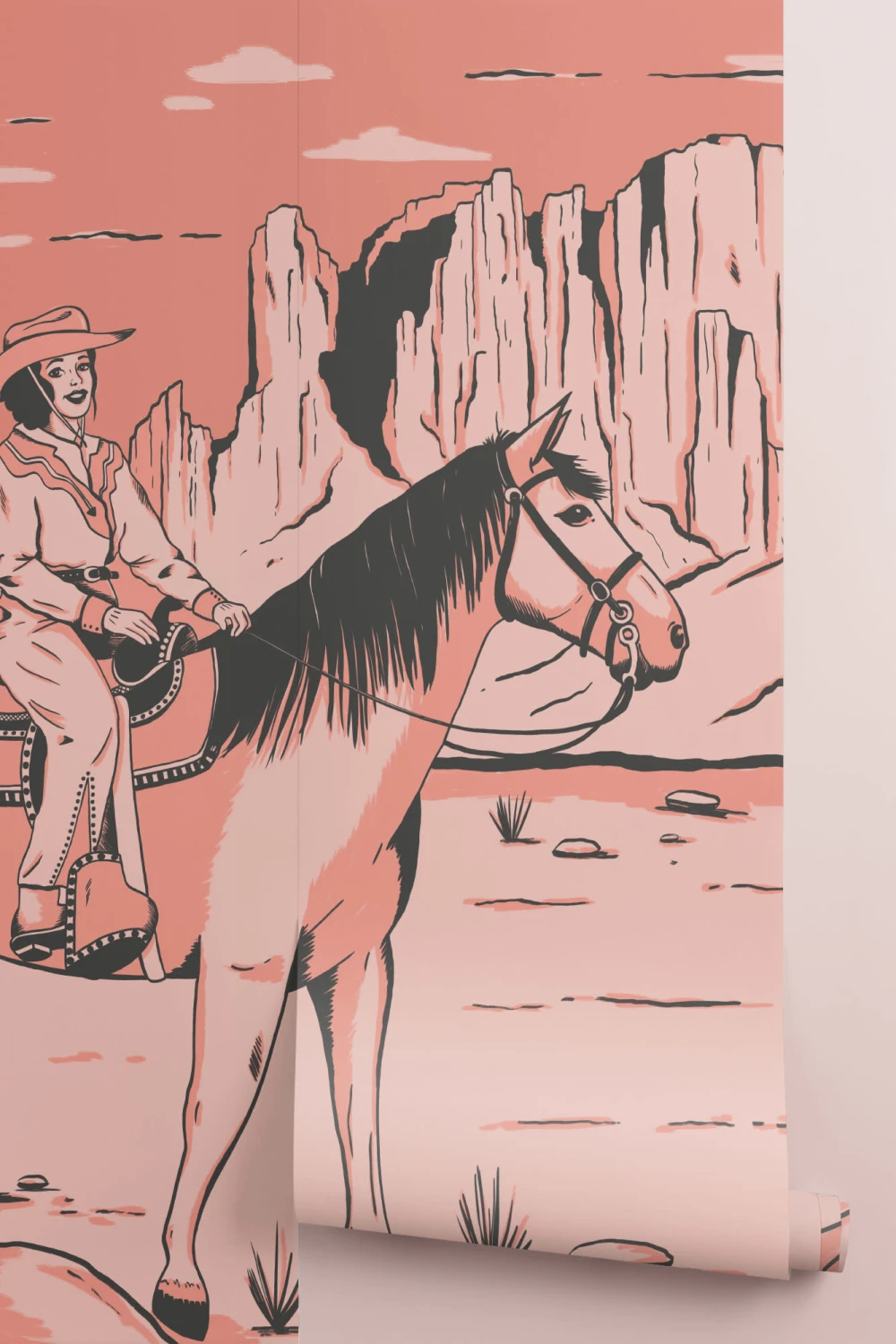 Wild West Cowgirl Horse Wallpaper Mural