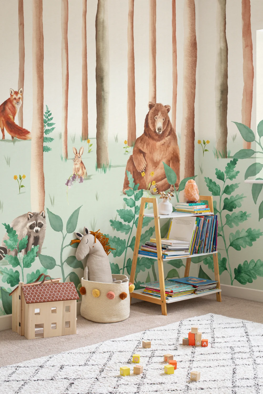 Watercolor Woodland Animals Wallpaper Mural