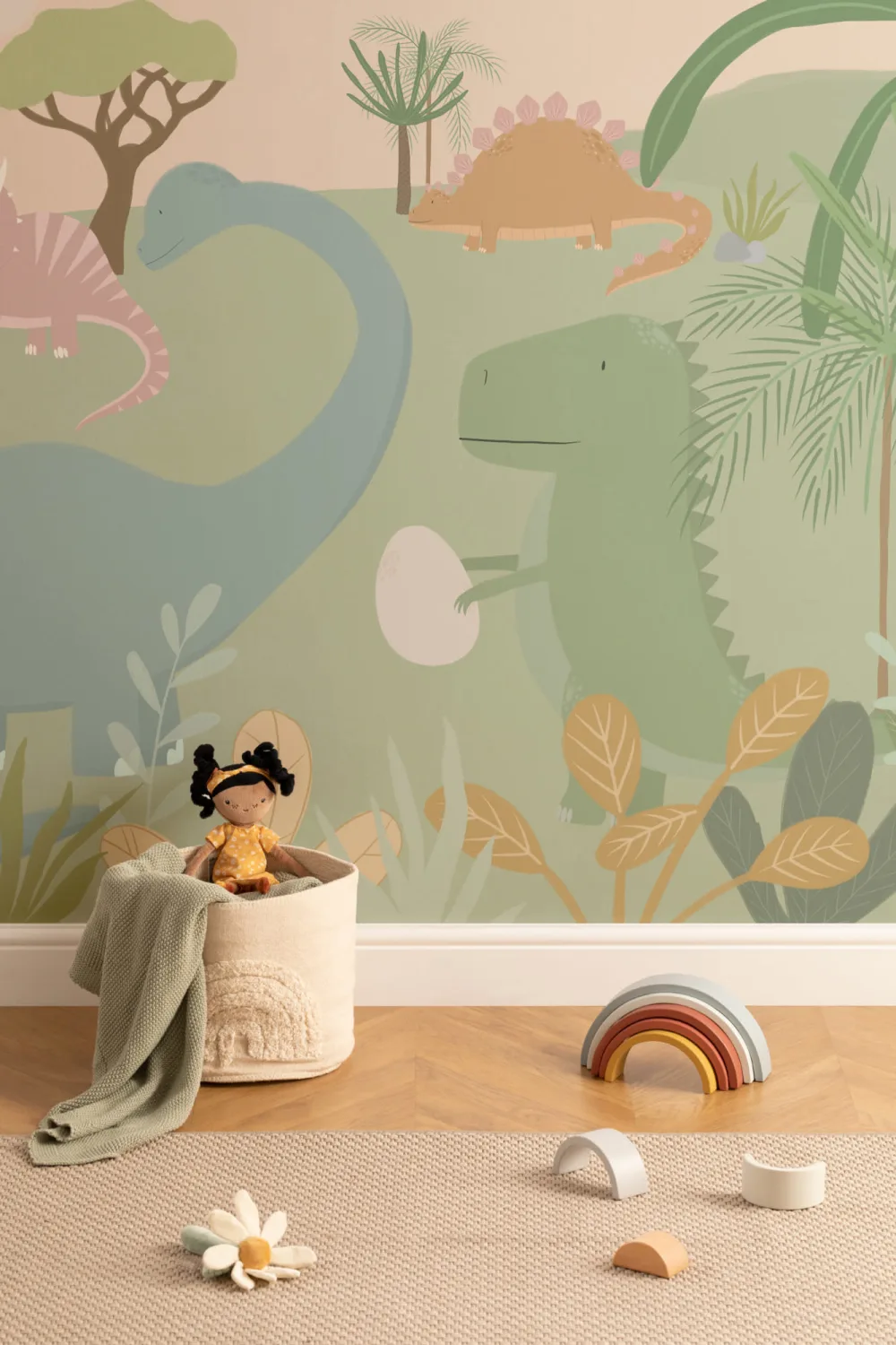 Kids Cool Cartoon Dinosaur Landscape Wallpaper Mural