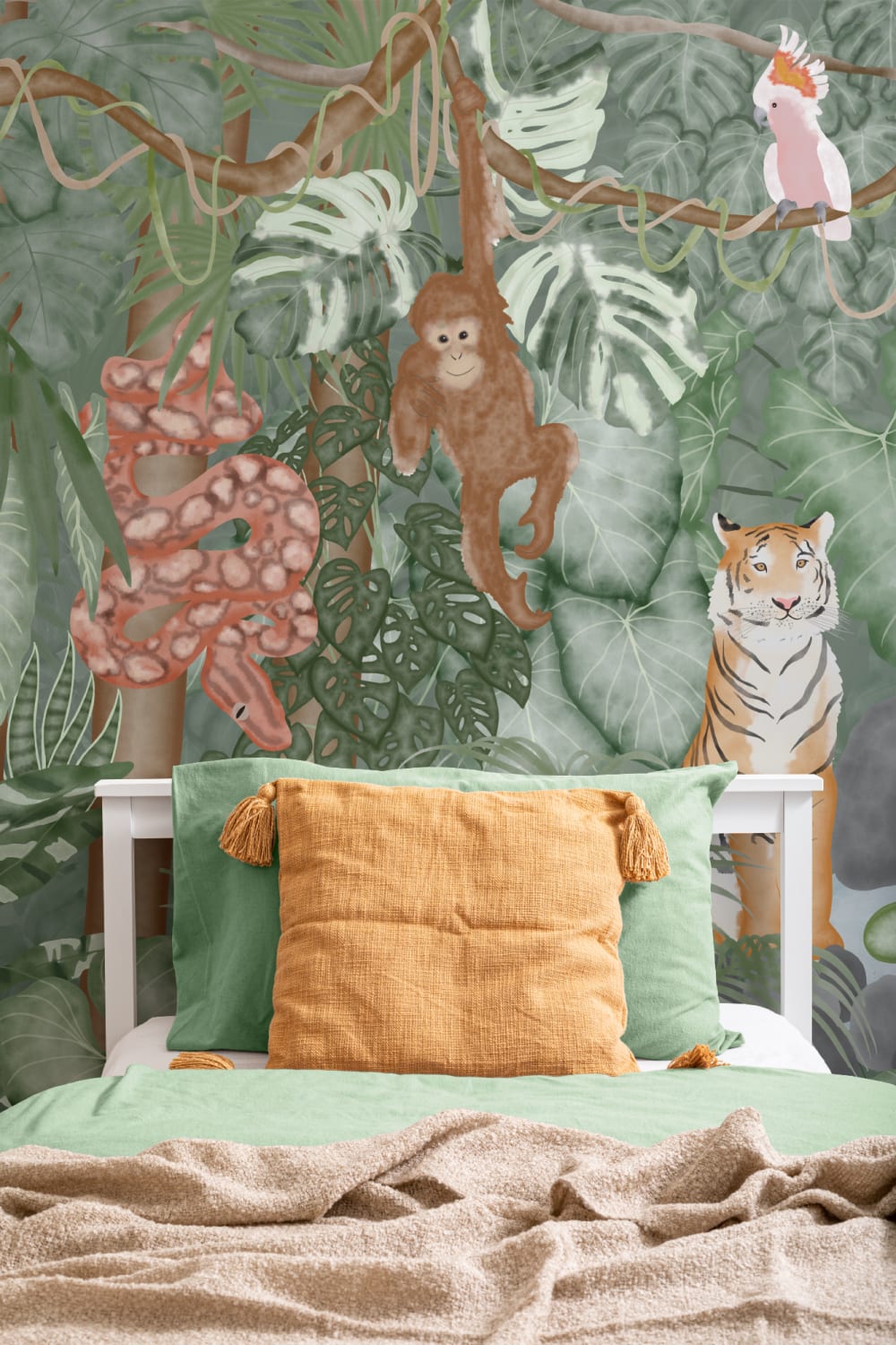 Watercolor Jungle Animals Wallpaper Mural