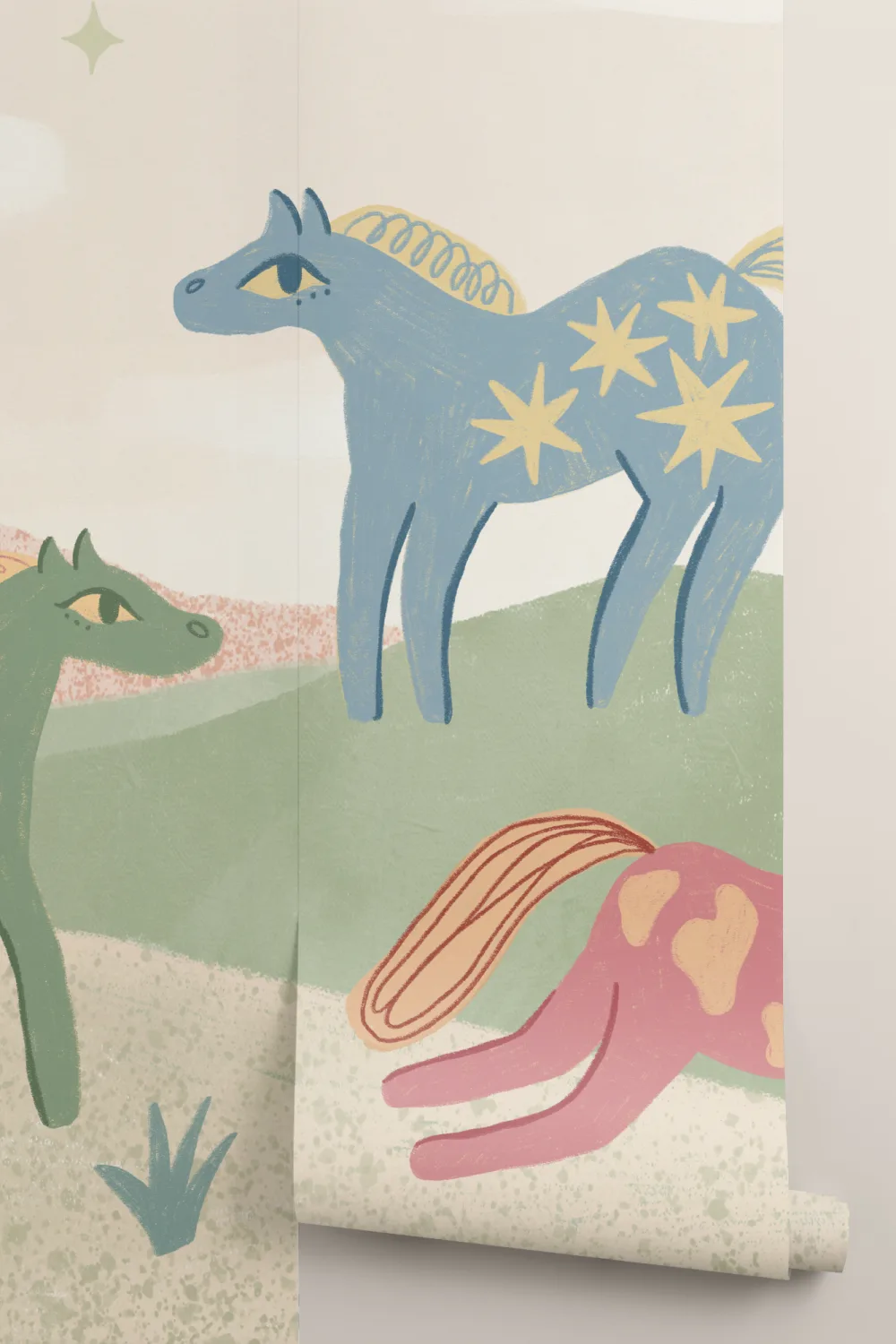Multicolor Celestial Fantasy Kids' Horse Adventure Mural