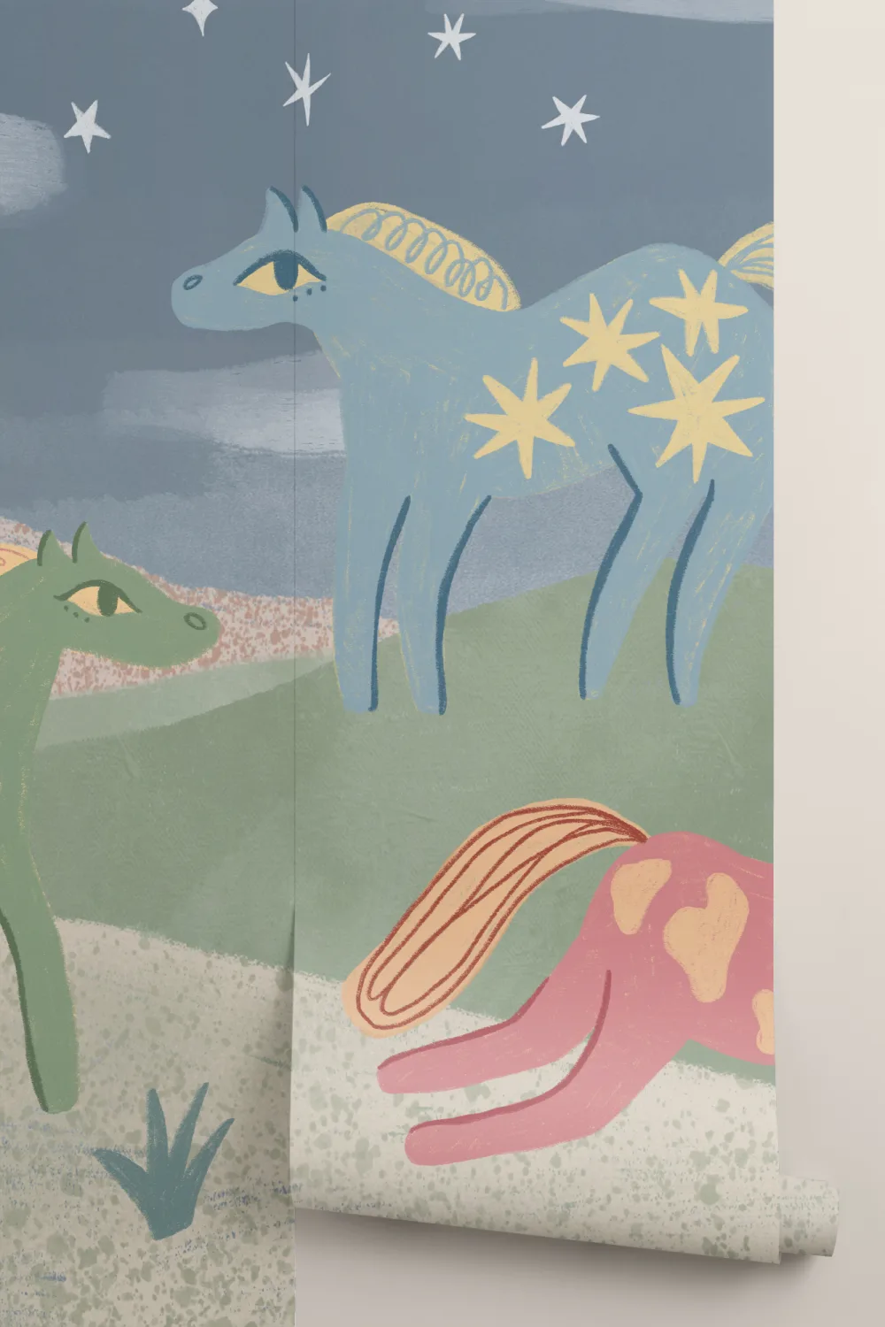 Kids' Multicolor Fantasy Horse Adventure Mural