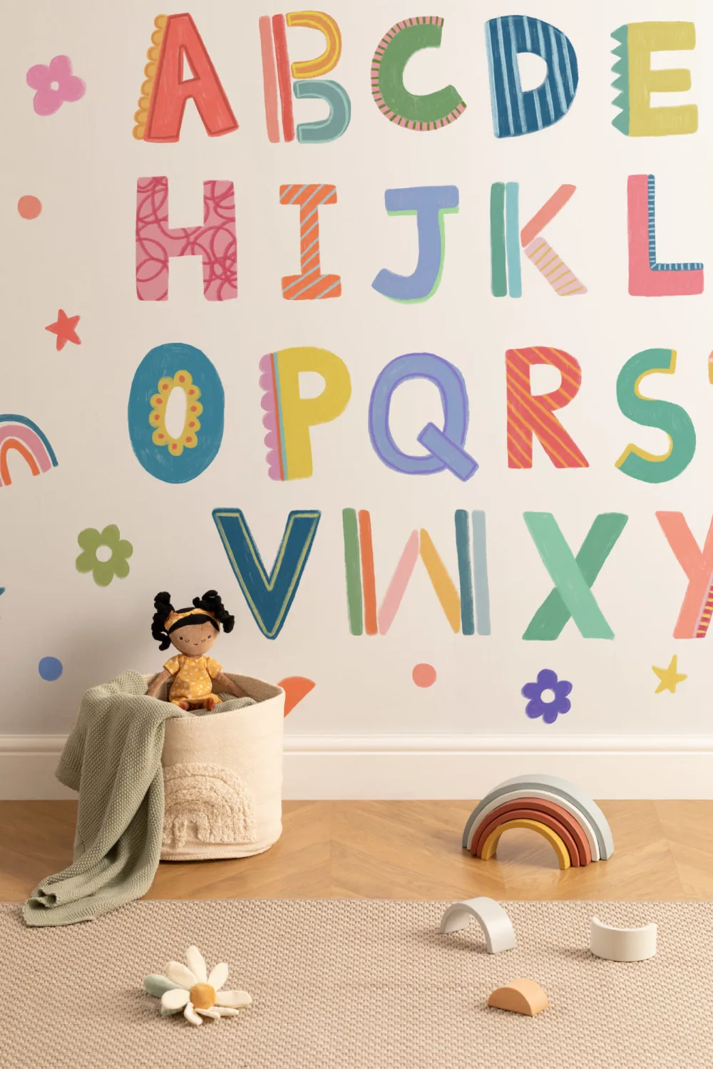 Buntes Kinder-Alphabet-Wandbild