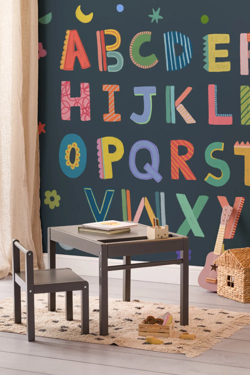 Navy Kids Colorful Alphabet Mural