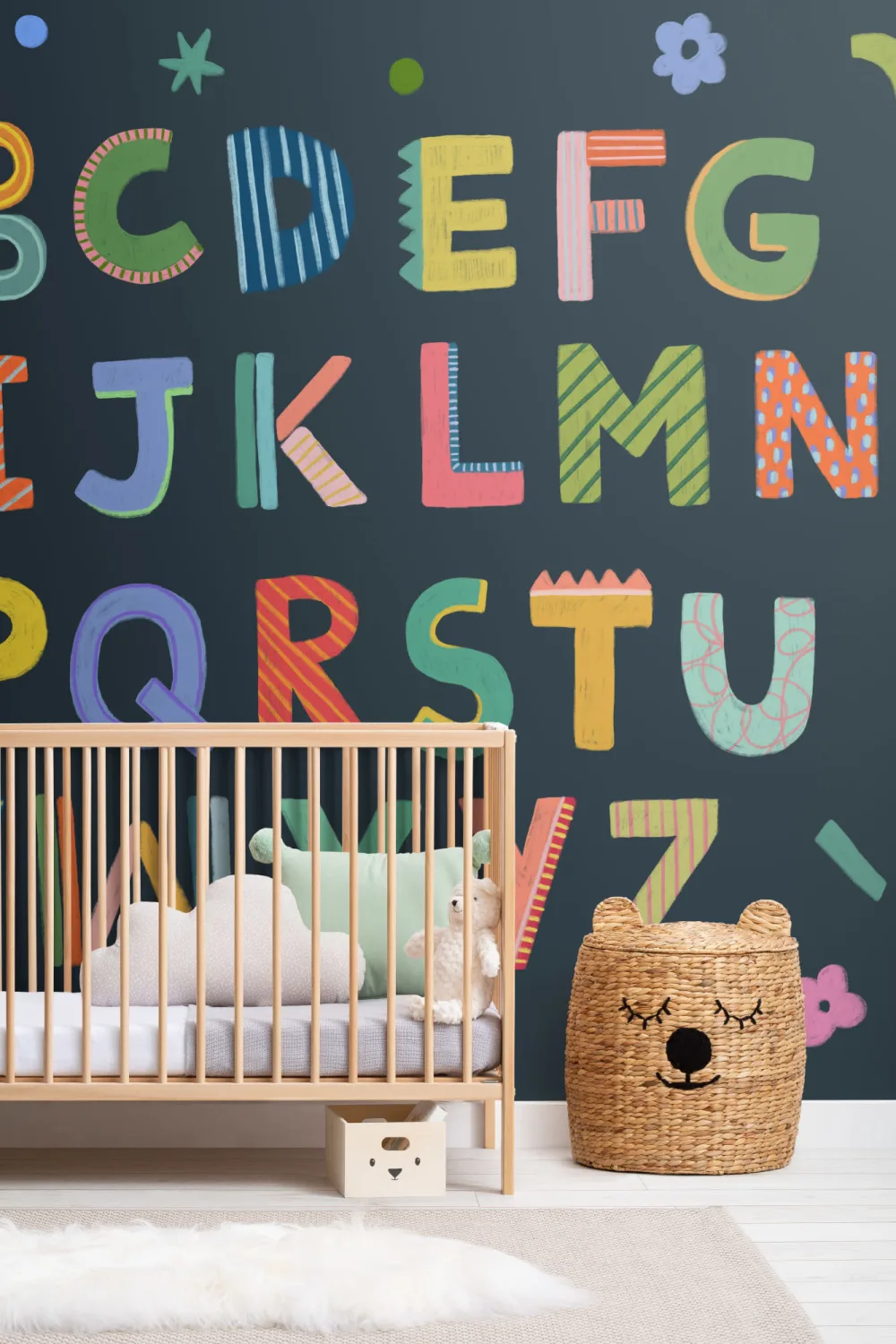 Navy Kids Colorful Alphabet Mural