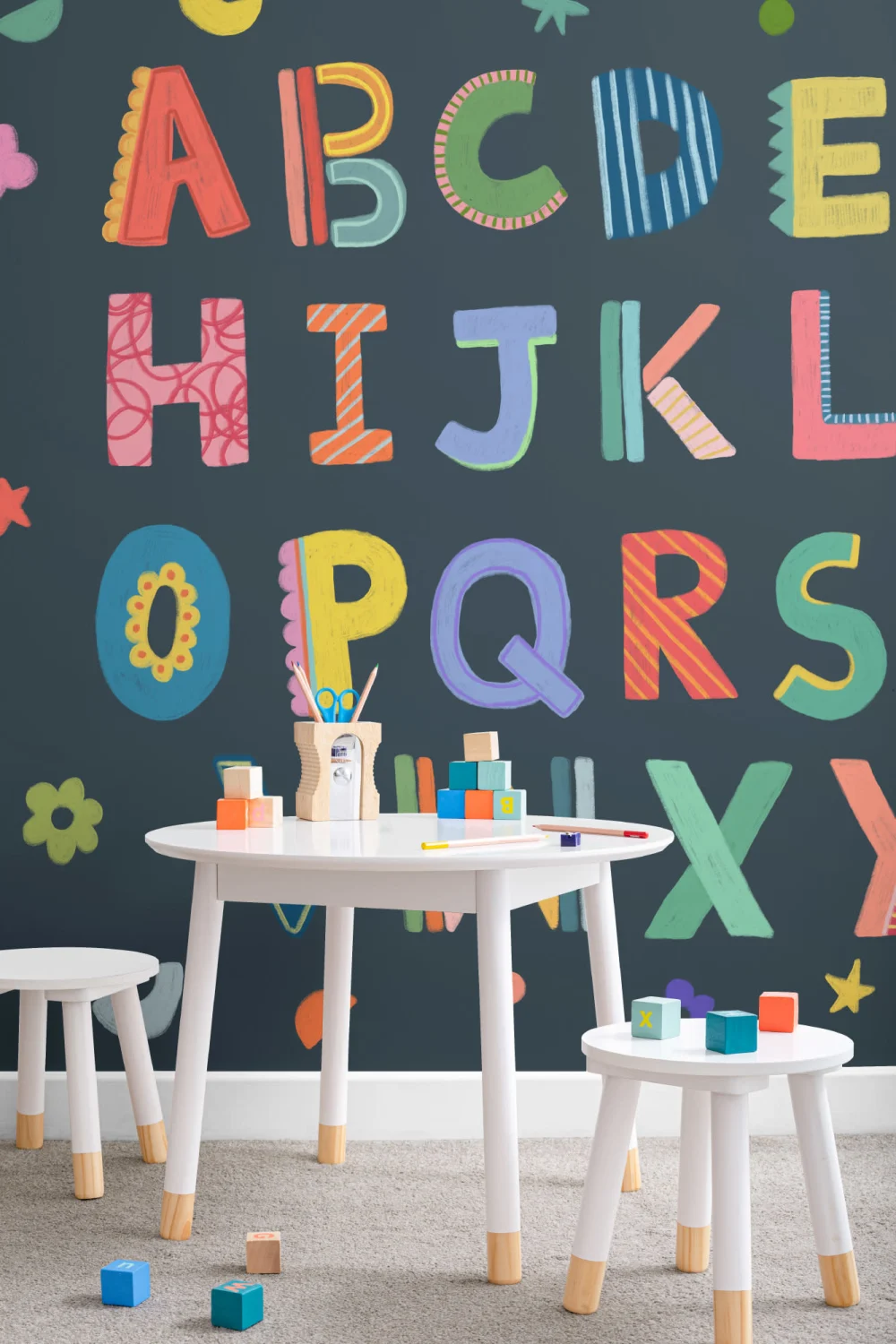 Navy Kids Colorful Alphabet Mural