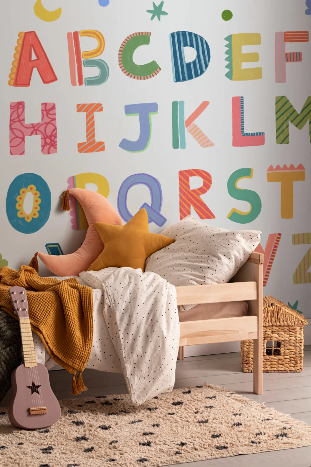 Blaue Kinder bunte Alphabet Fototapete