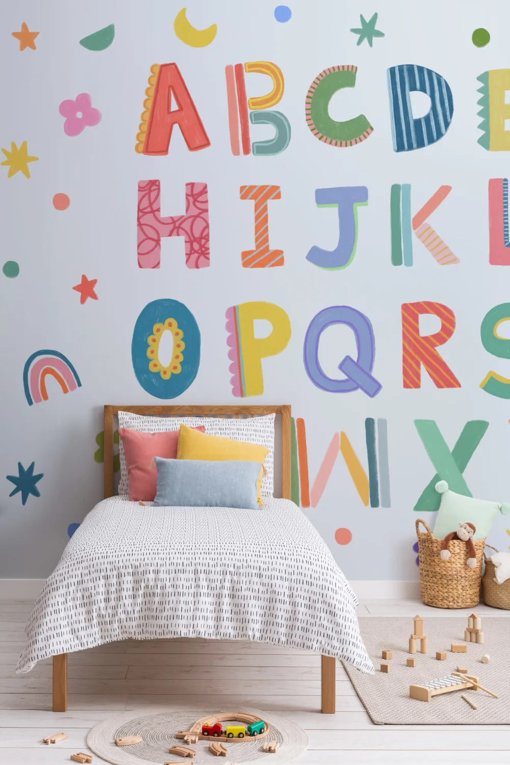 Blaue Kinder bunte Alphabet Fototapete