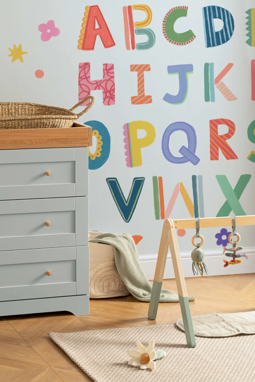 Blaue Kinder bunte Alphabet Fototapete