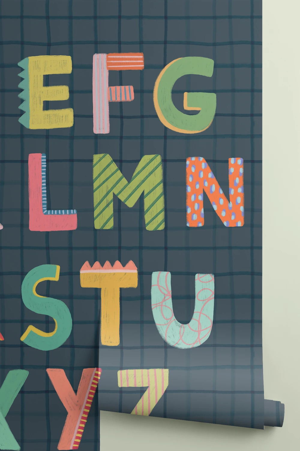 Navy Kids Alphabet Grid Mural