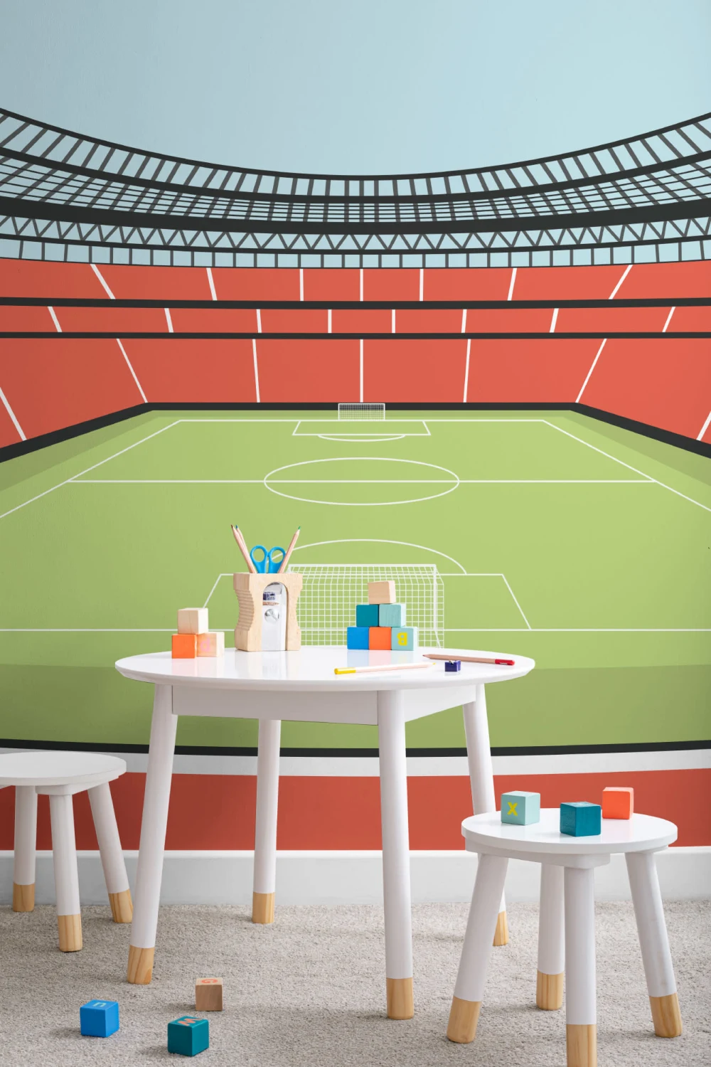 Kids Red Soccer Stadium Mural